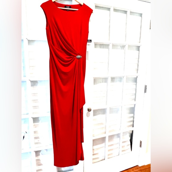 Valentine’s Day! NWT Red Evening Dress Draped Detailed Marcasite Brooch NWT 10 - Picture 10 of 10